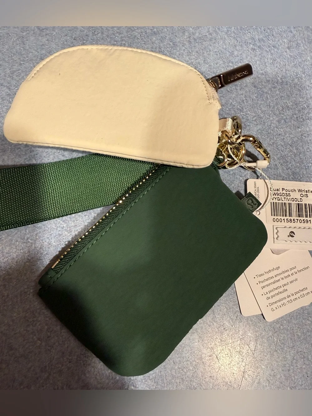 Lululemon Dual Pouch Wristlet *Stacked Green Light Ivory